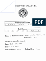 Calcutta University Honours Examination Accounting Paper Registration and Roll Number