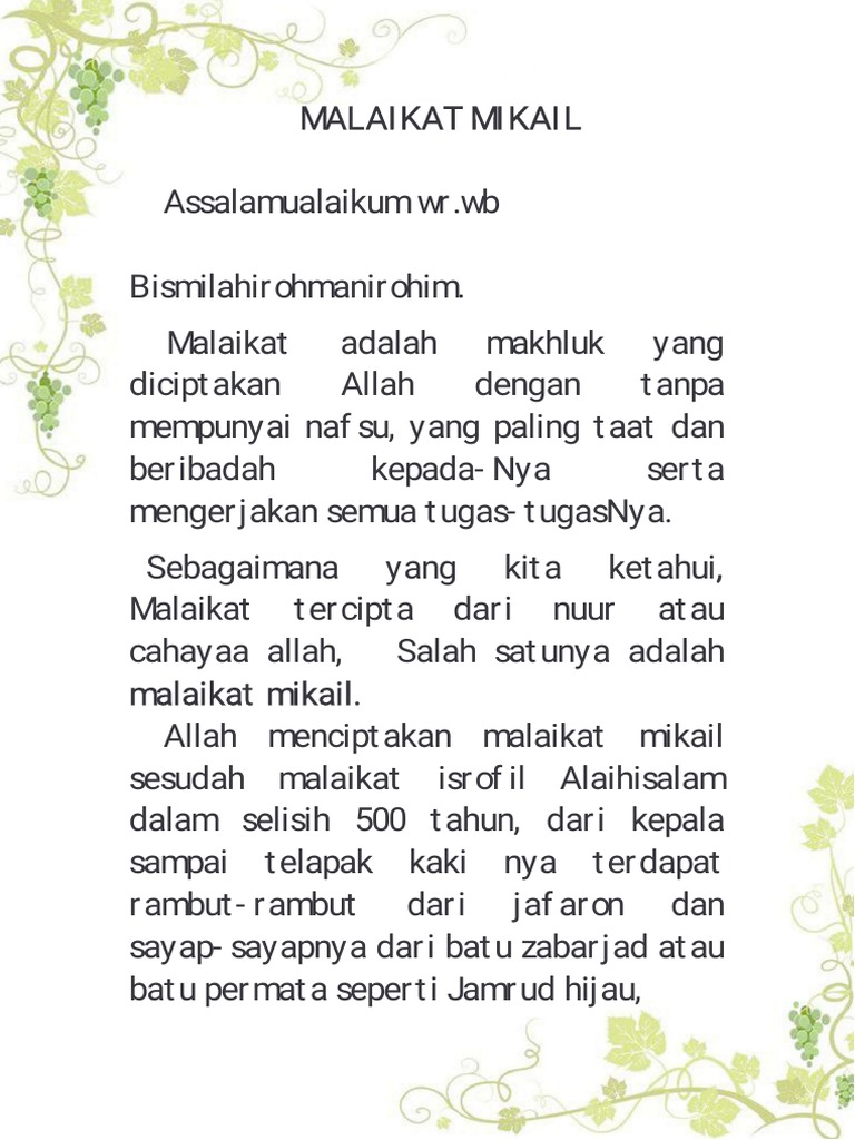 Malaikat Mikail-Wps Office - Dwi Khairun | PDF
