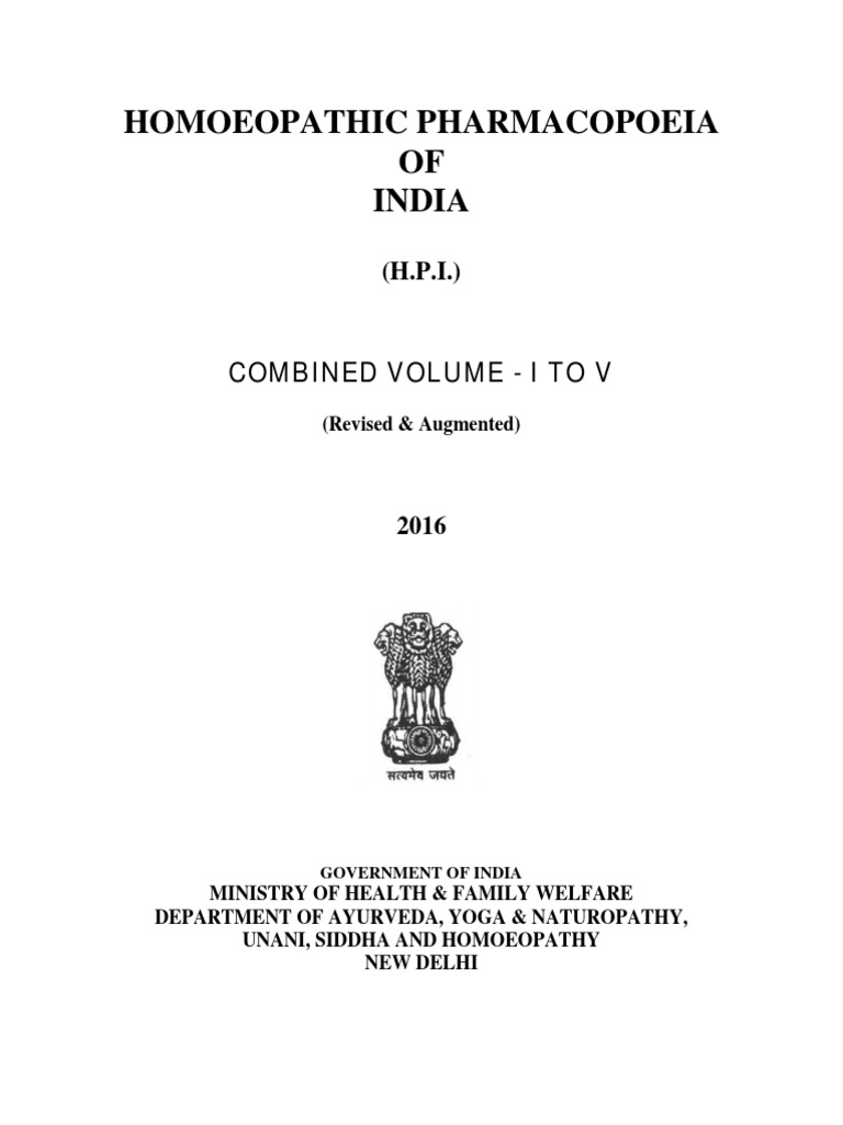 Homoeopathic pharmacopoeia of india
