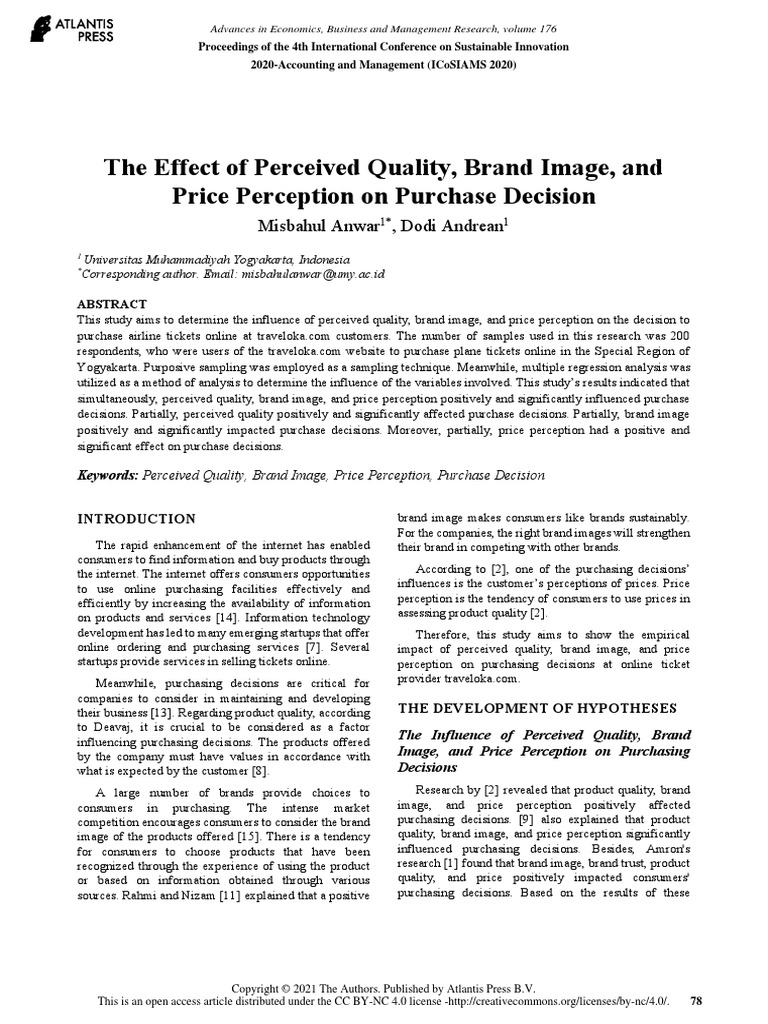 The Effect of Perceived Quality, Brand Image, and Price Perception On ...
