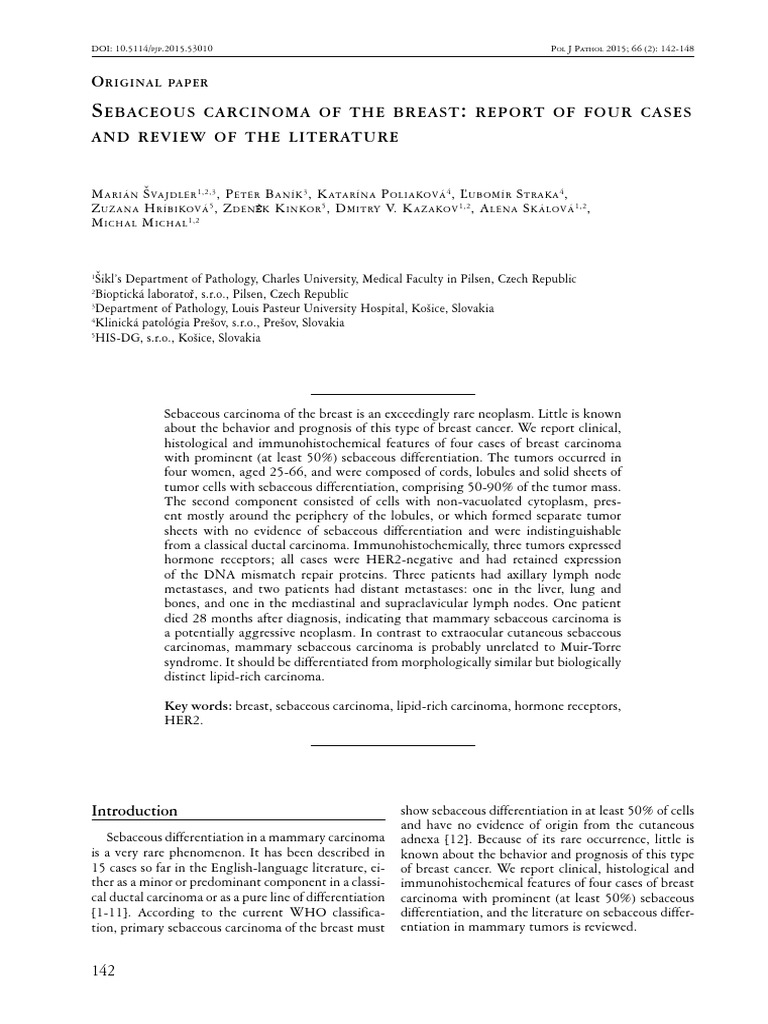 Sebcaceous Carcinoma of The Breast | PDF | Carcinoma | Metastasis