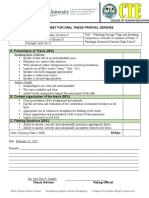 Score Sheet For Oral Thesis Propsal Defense: College of Teacher Education