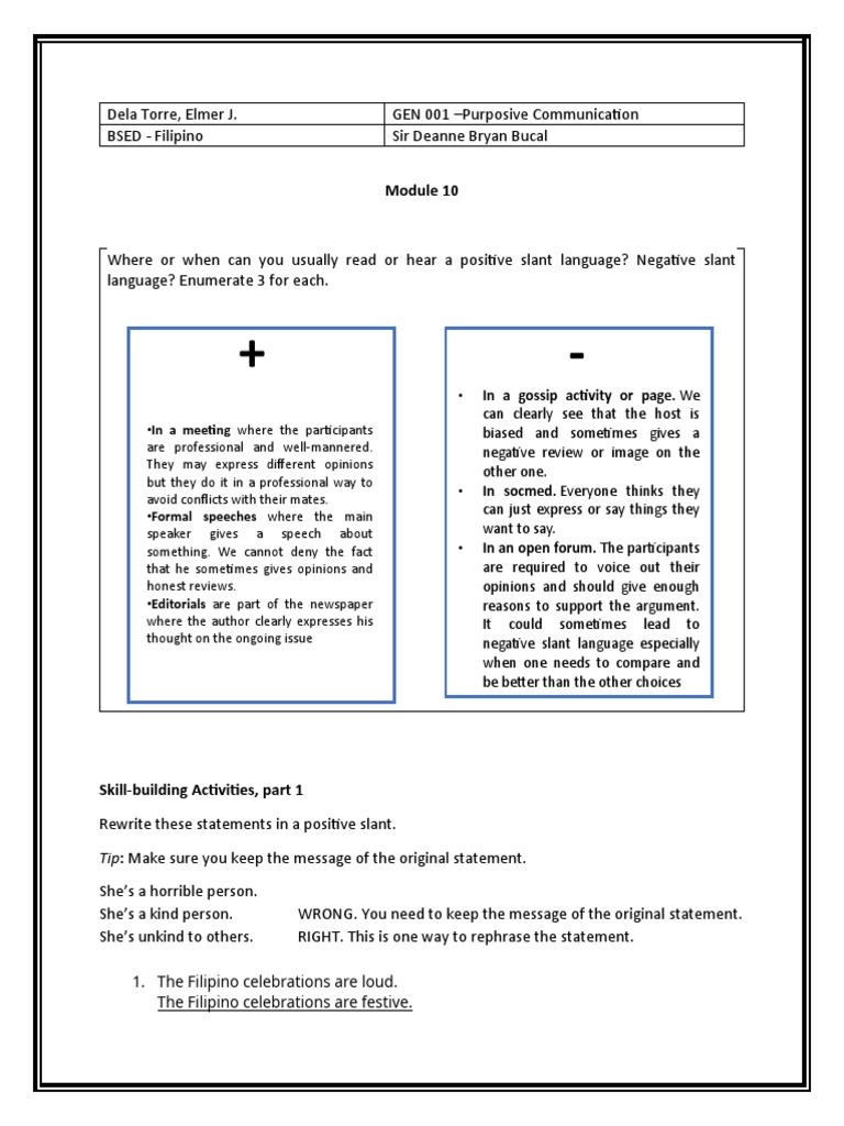 Module 10 Dela Torre, Elmer J. PDF Communication