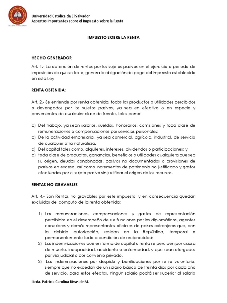 Aspectos Clave del Impuesto sobre la Renta | PDF | Impuesto sobre la ...