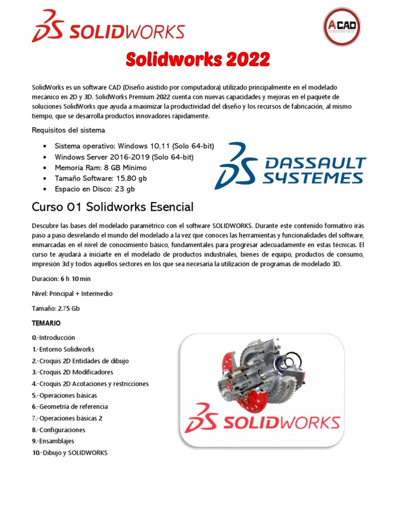 Curso Esencial de SolidWorks 2022 | PDF | Software | Diseño