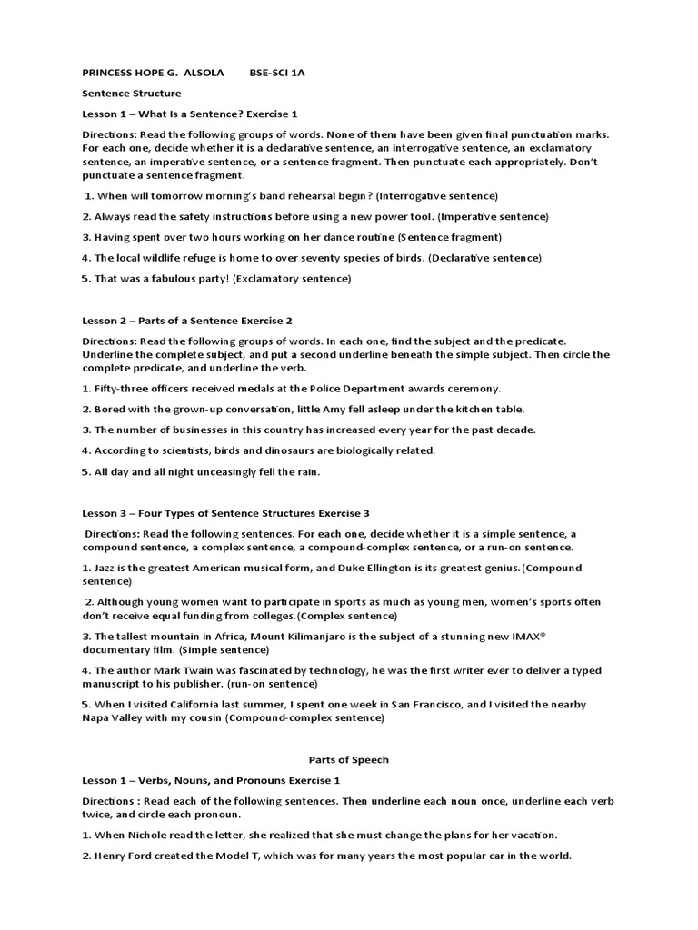 Advanced Grammar Exercises | PDF | Part Of Speech | Semantic Units