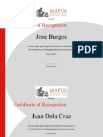 Certificate of Recognition: Jose Burgos