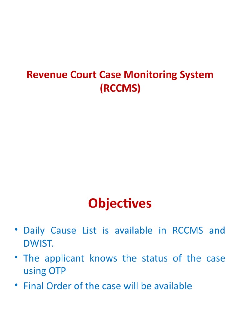 Revenue Court Case Monitoring System (RCCMS) PDF Login Cyberspace