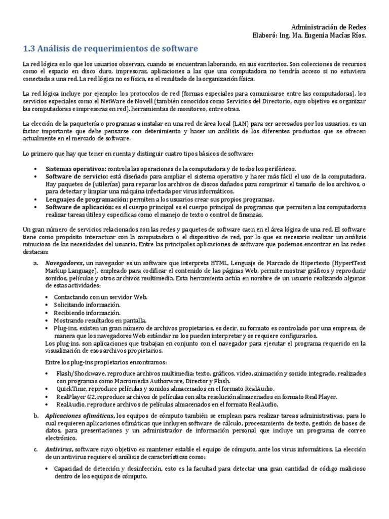 Analisis De Requerimiento De Software Pdf Servidor Computacion Software