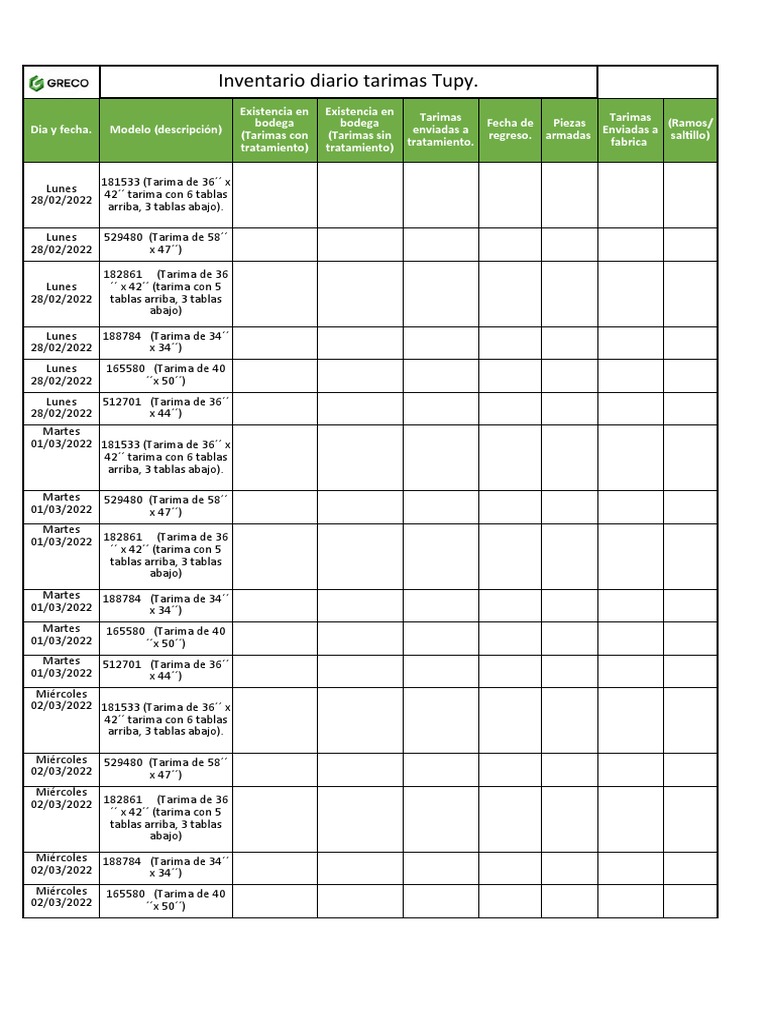 Formato Inventario Diario Tarimas Tupy 1.1 PDF