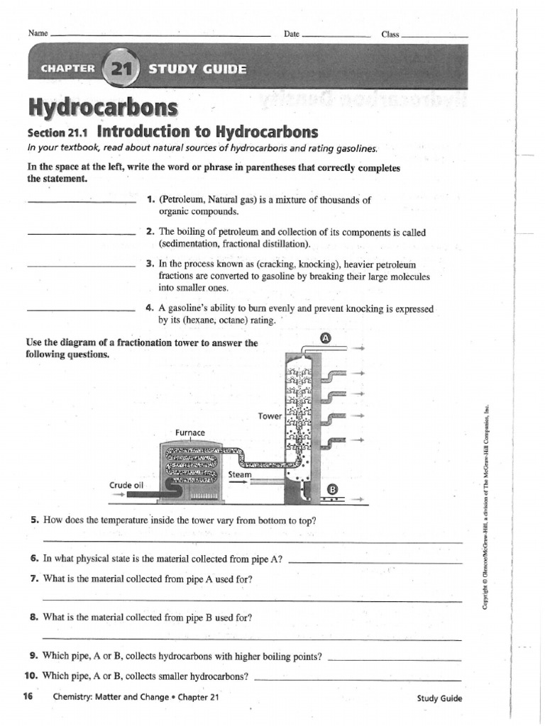 Ch21 Study Guide Hydrocarbons PDF