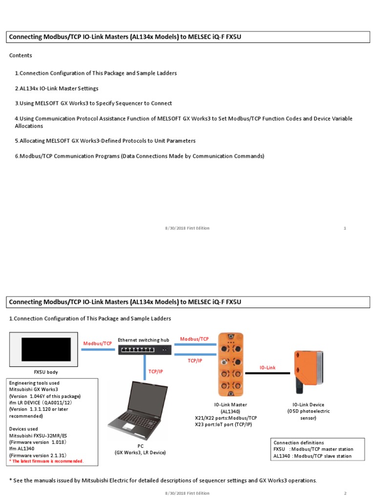 Connecting Modbus/TCP IOLink Masters (AL134x Models) To MELSEC iQF
