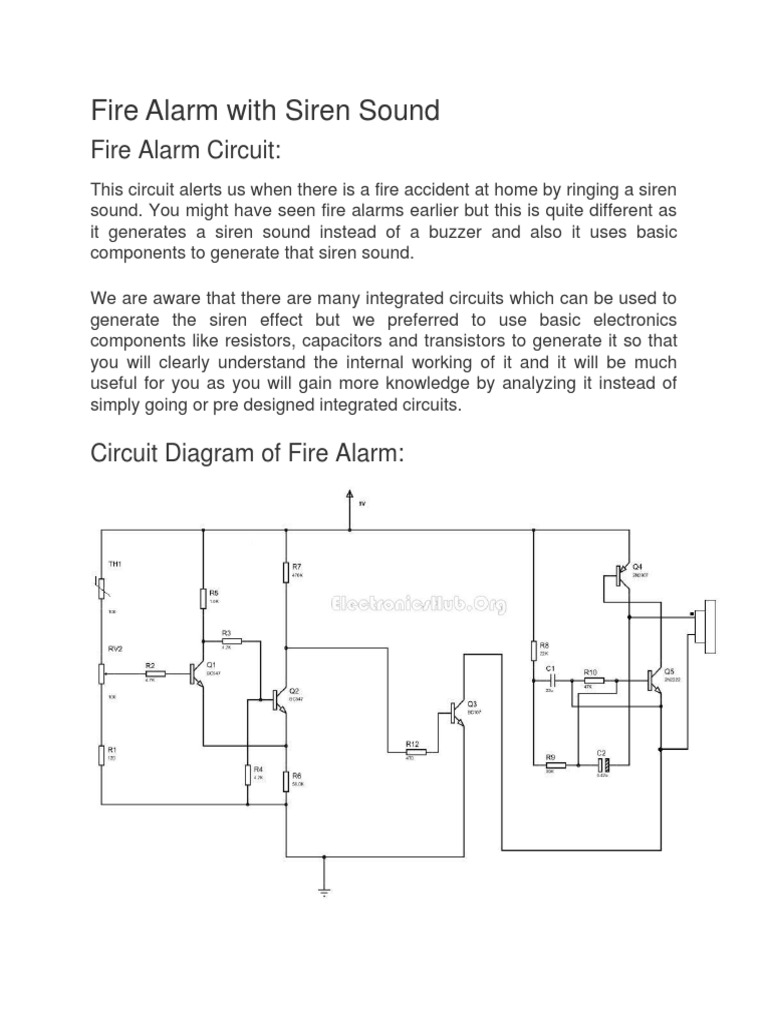 Fire Alarm With Siren Sound | PDF | Electronic Circuits | Transistor