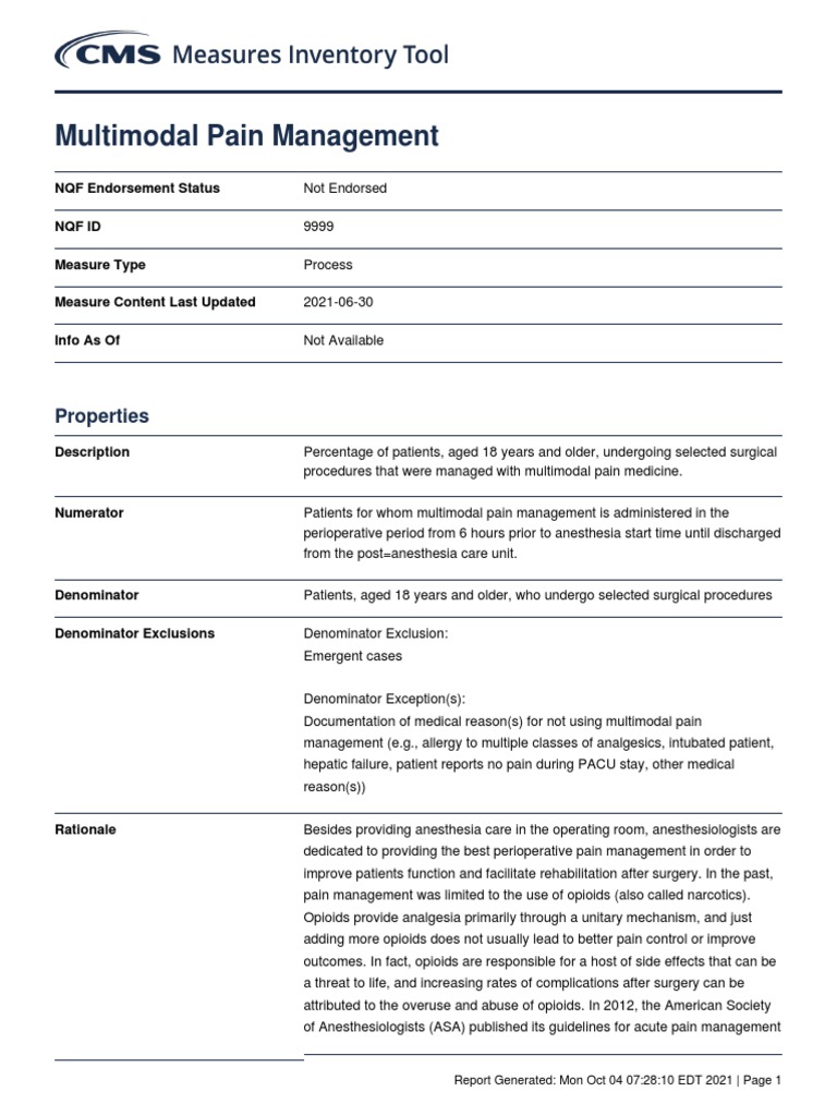 Multimodal Pain Management | PDF | Analgesic | Pain Management