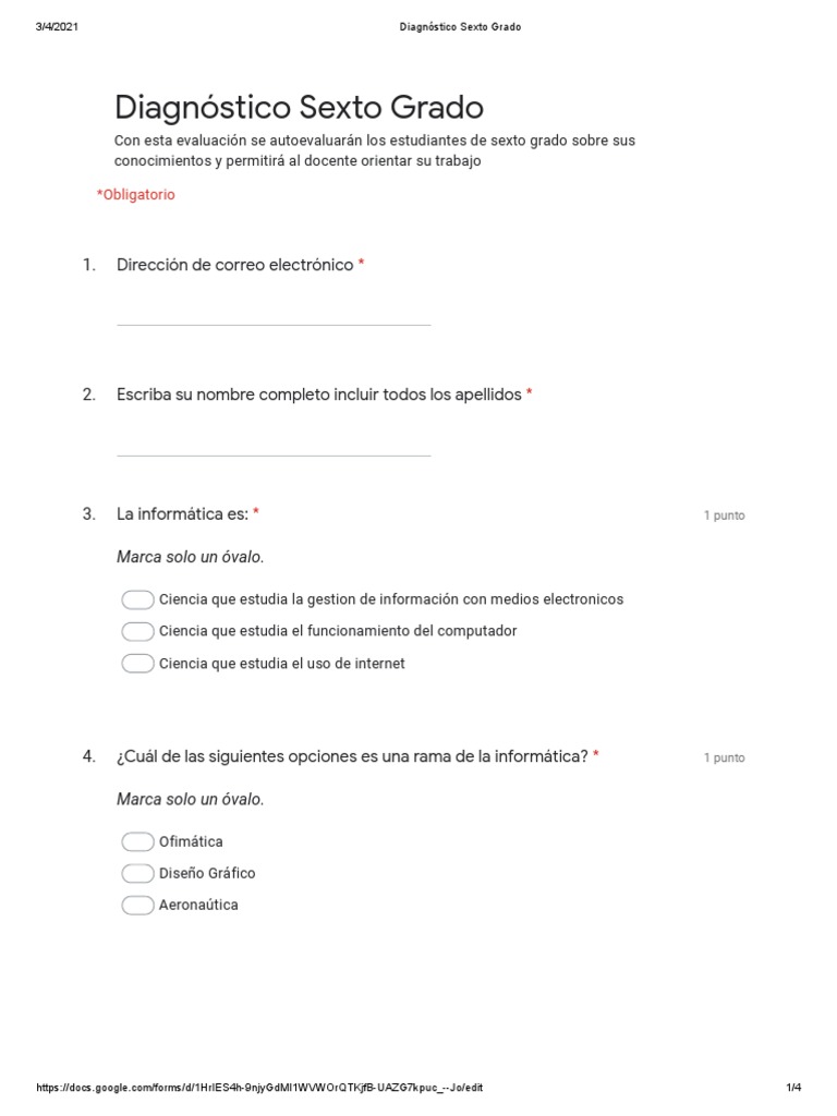 Diagnóstico Sexto Grado - Formularios de Google | PDF | Hardware de la ...