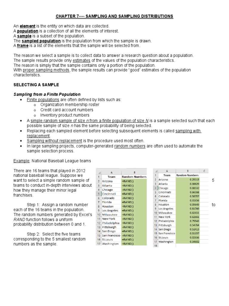 CHAPTER 7 Sampling Distributions | PDF | Sampling (Statistics ...
