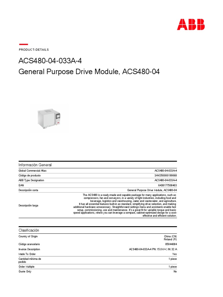 ACS480-04-033A-4: General Purpose Drive Module, ACS480-04 | PDF ...