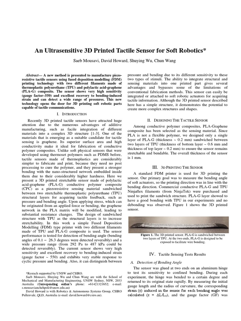 3D Printed Tactile Sensor | PDF | 3 D Printing | Composite Material