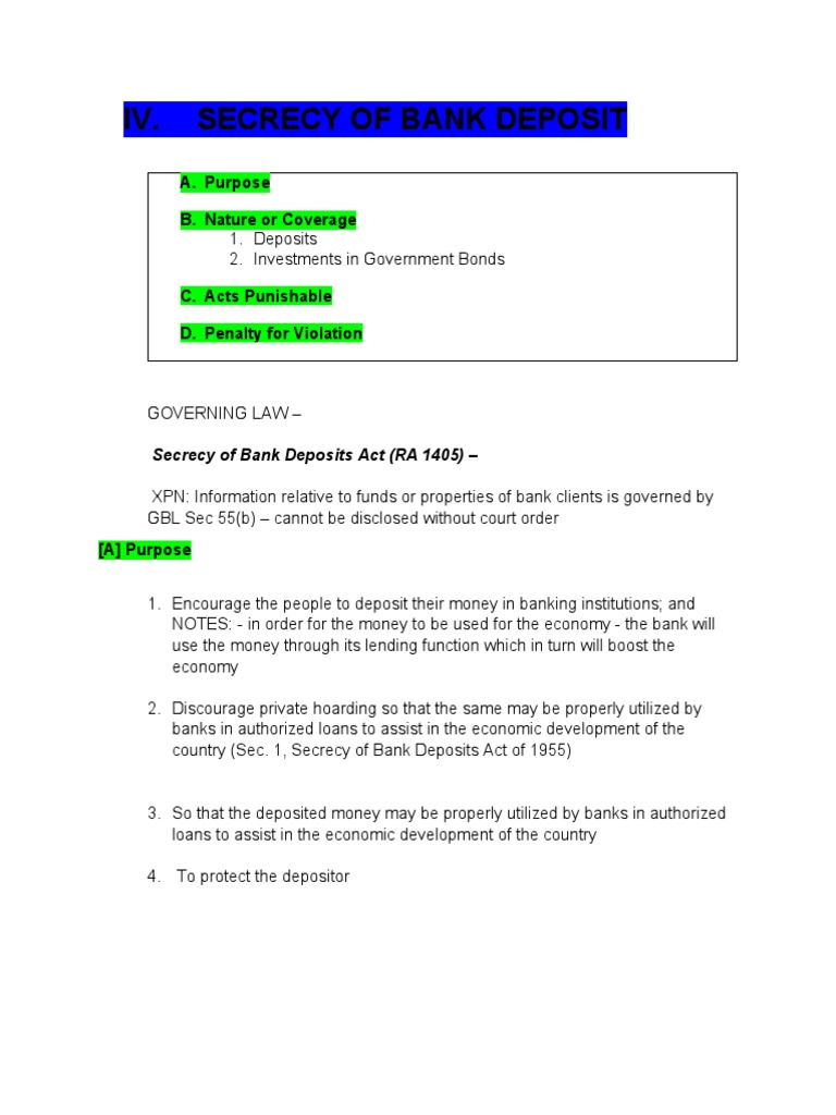 Bank Deposit Secrecy and Exceptions | PDF | Banks | Lawsuit