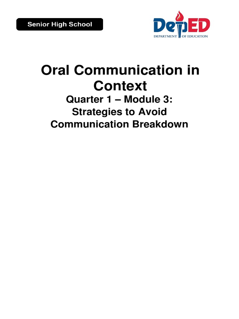 3 ORAL COMMUNICATION G11 Q1 Module 3 For Students PDF Communication