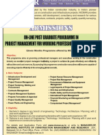 On-Line Post Graduate Programme in Project Management For Working Professionals (Opgp PMWP)