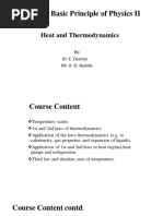 PHY 103: Basic Principle of Physics II: Heat and Thermodynamics