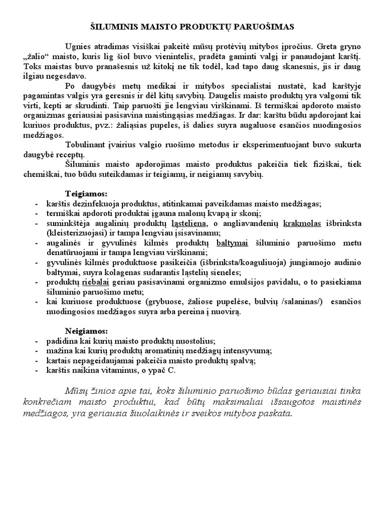 1.4. Maisto Šiluminio Apdorojimo Būdai | PDF