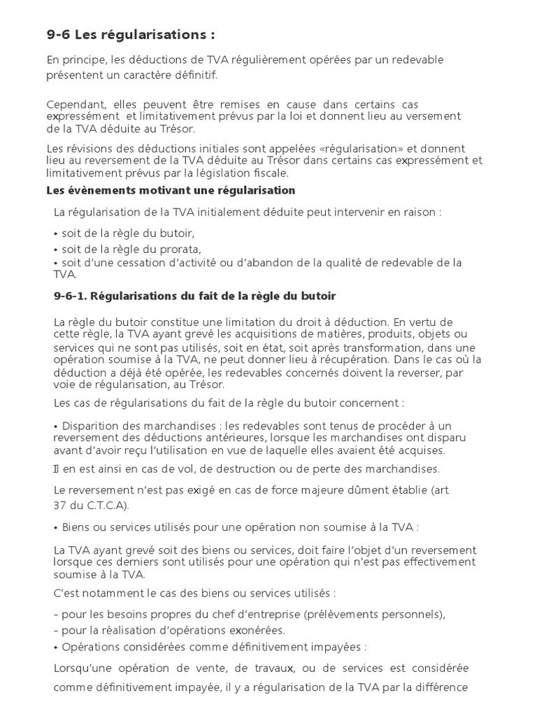 R gularisations De TVA Pour Redevables PDF Taxe Sur La Valeur 