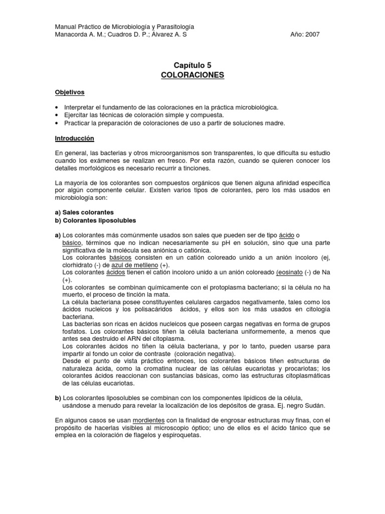 Cap 5 Coloraciones | PDF | Tinción | Las bacterias