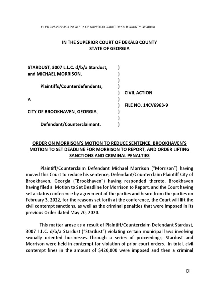 Brookhaven Court Order on Sentence Reduction | PDF | Contempt Of Court ...