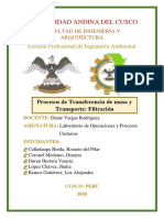 Procesos de Transferencia de Masa y Filtración en la Universidad Andina del Cusco