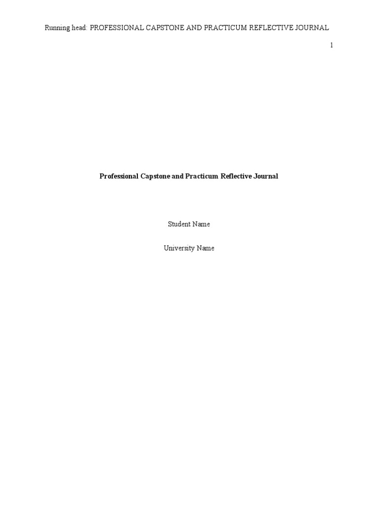 Professional Capstone and Practicum Reflective Journal PDF Health
