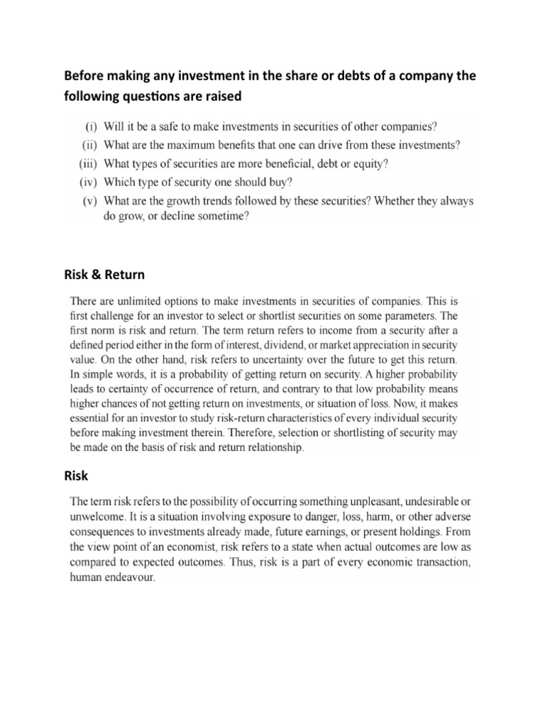 Understanding Investment Risks and Returns | PDF