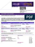 Thai Airways ticket receipt