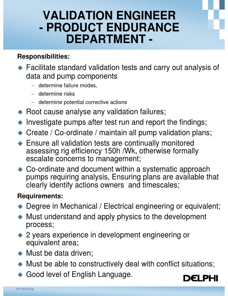 Validation Engineer Job Description | PDF