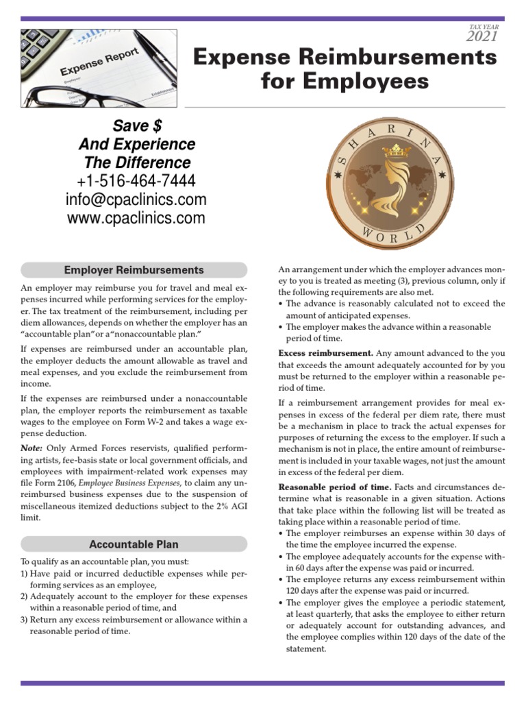 Expense Reimbursements For Employees 2021 | PDF | Per Diem | Expense