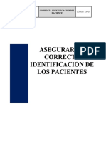 Asegurar La Correcta Identificacion de Los Pacientes en Los Procesos Asistenciales