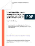 Edgardo Garbulsky. (2001). La Antropología Crítica Latinoamericana Entre Los Sesenta y Los Setenta. Reflexiones Desde El Cono Sur