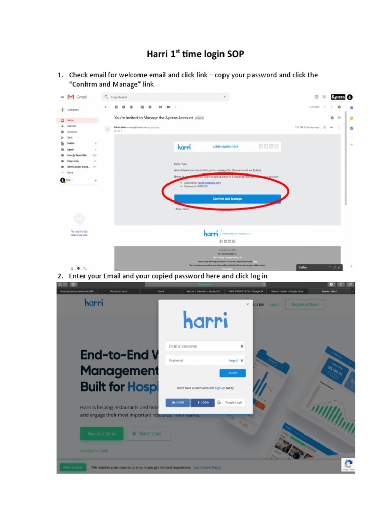 Harri First-Time Login Guide | PDF