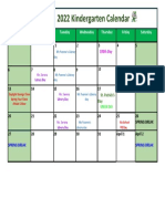 March 2022 Kindergarten Calendar PDF