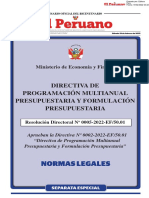 Normas Legales: Directiva de Programación Multianual Presupuestaria Y Formulación Presupuestaria