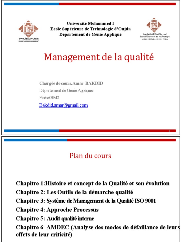 Management de la Qualité : Concepts et Outils | PDF | Management de la ...