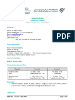 Course Syllabus for Numerical Analysis