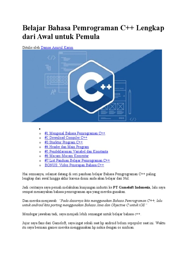 Panduan Lengkap Belajar C++ untuk Pemula | PDF | Komputer