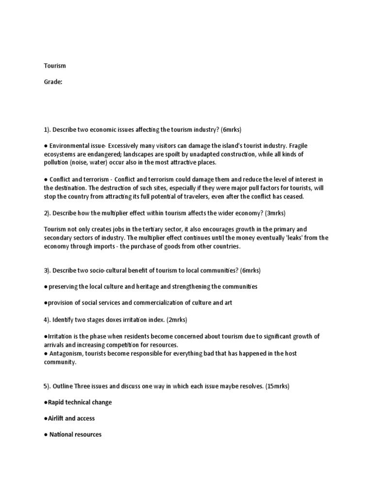 Tourism Questions 1 | PDF | Tourism | Natural Environment