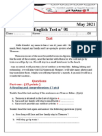 Level: 2 M.S May 2021 English Test N° 01
