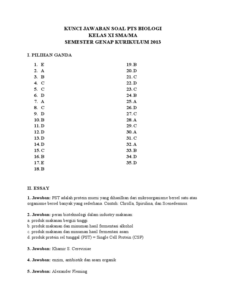 50 Soal Biologi Kelas 12 Lengkap Kunci Jawaban Ujian Semester