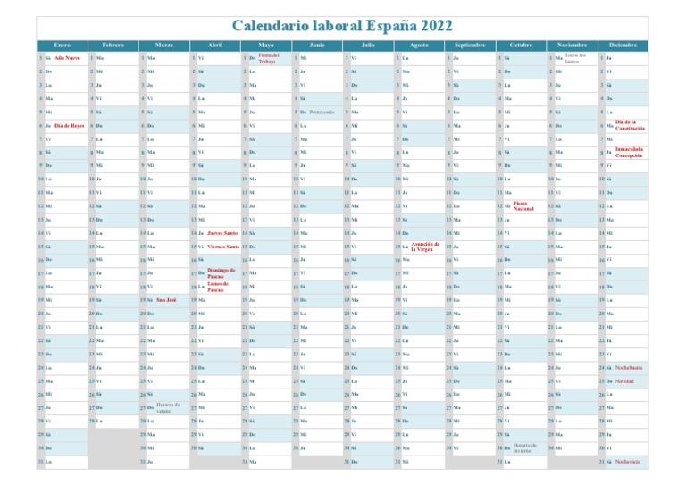 Calendario Laboral de España 2022 | PDF | Fiestas cristianas y días santos