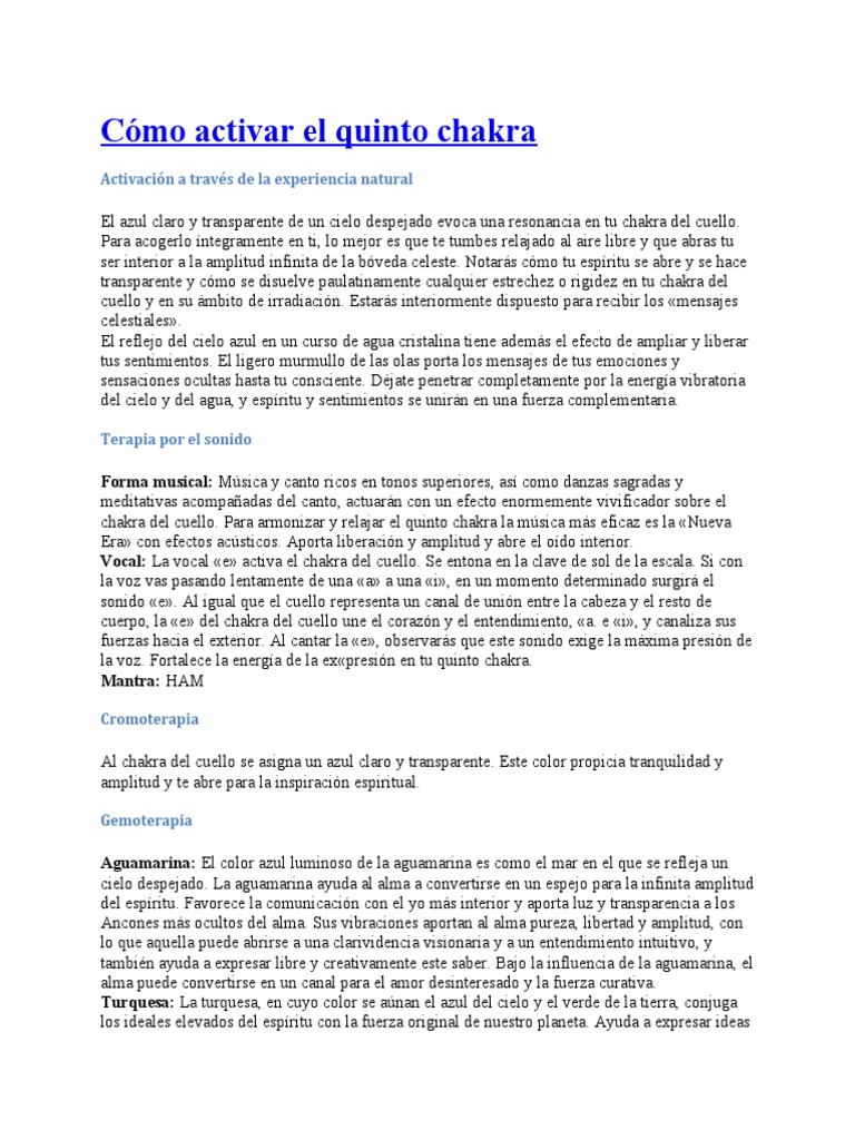 Cómo Activar El Quinto Chakra PDF Sonido Chakra