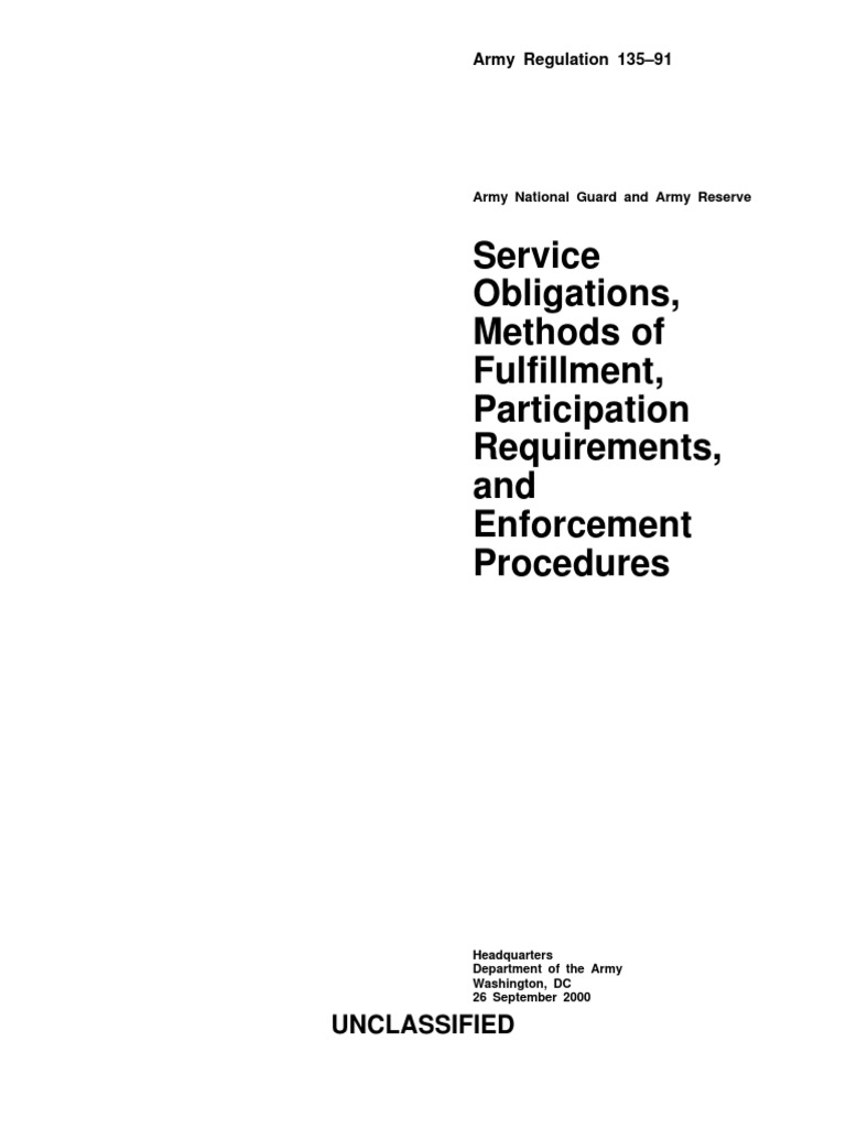 Ar 135-91 | PDF | United States Army Reserve | Reserve Officers ...
